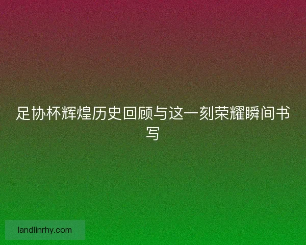 足协杯辉煌历史回顾与这一刻荣耀瞬间书写